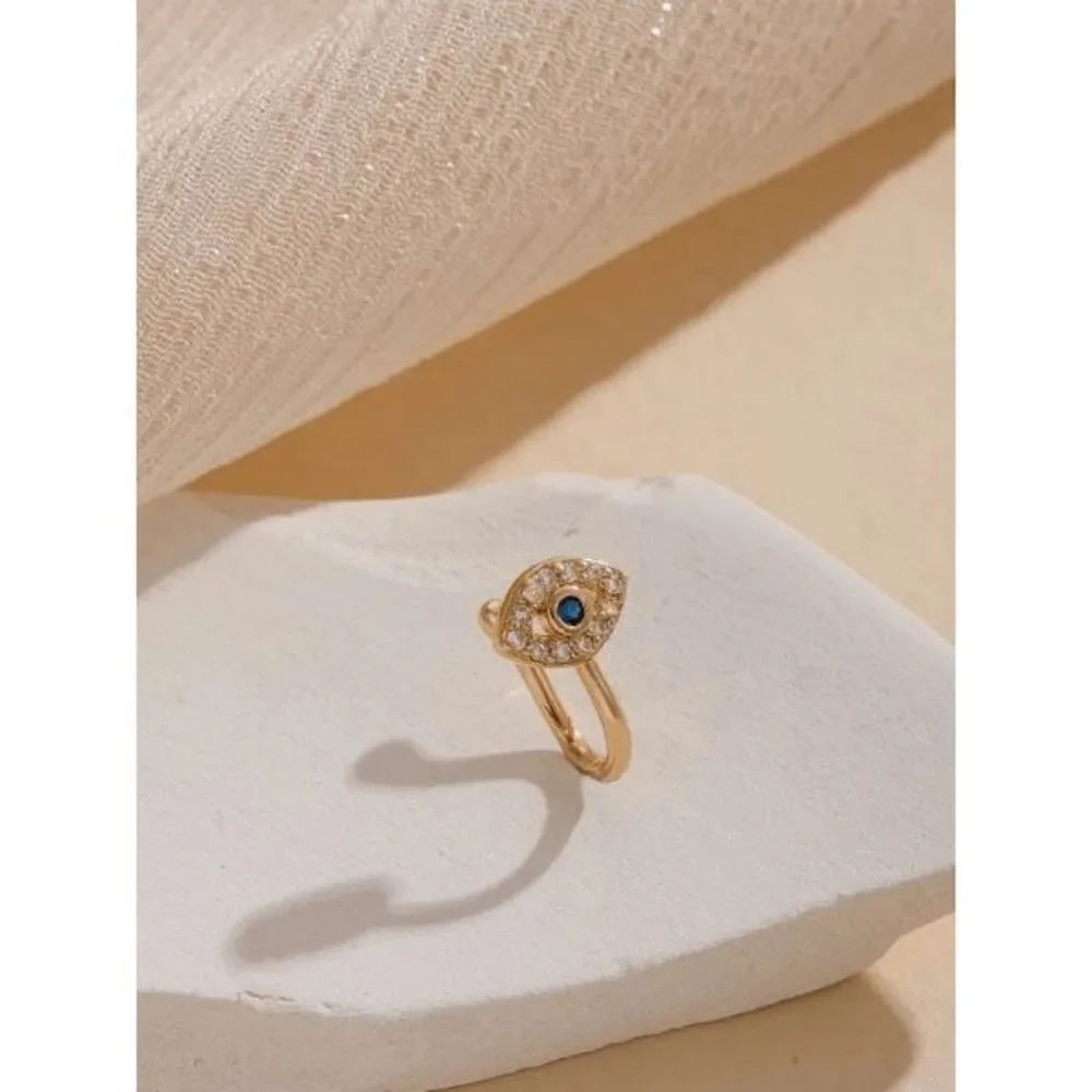 GOLD DIAMOND SAPPHIRE EVIL EYE NOSE CUFF